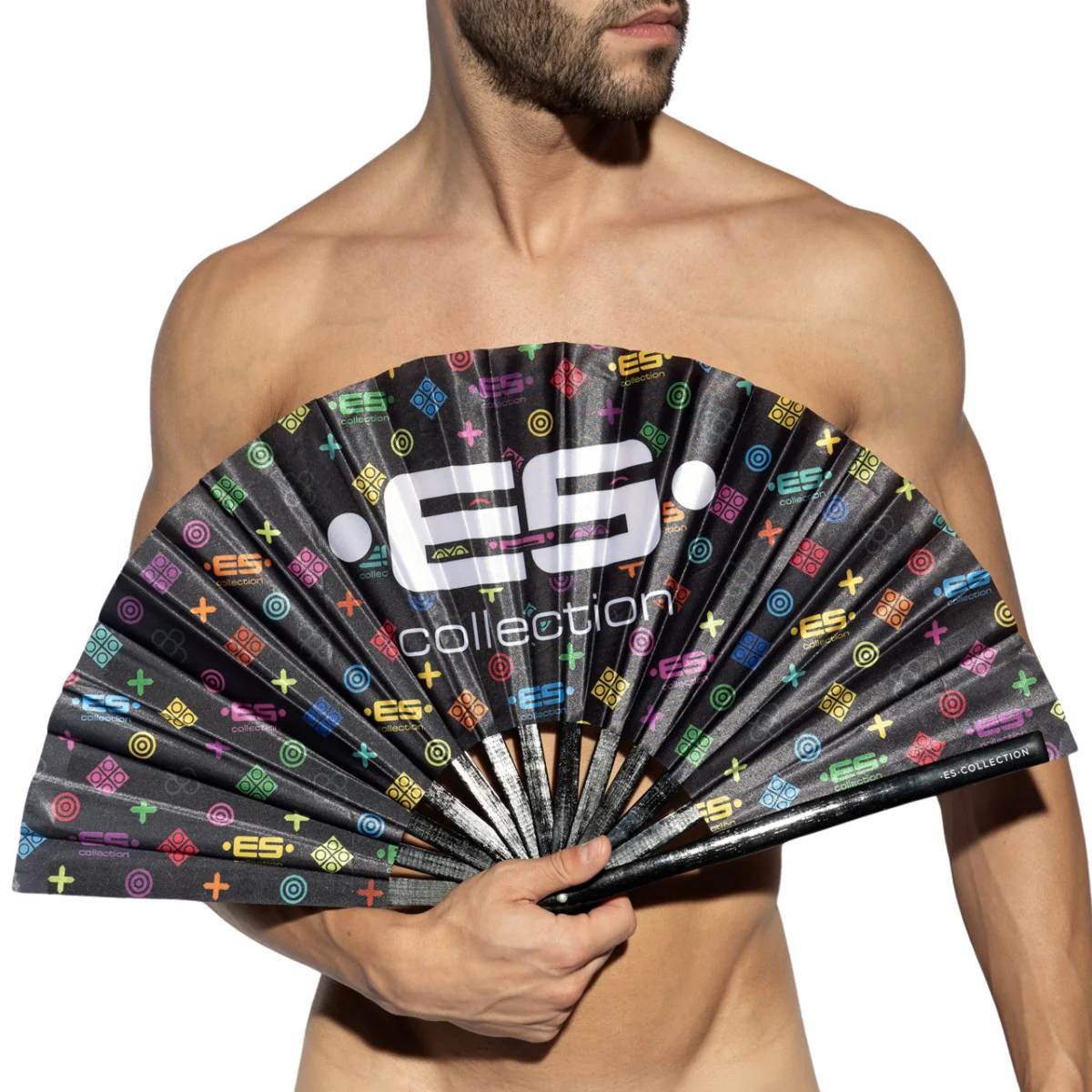 ES Collection ES Large Hand Fan Black AC235 - Image 2