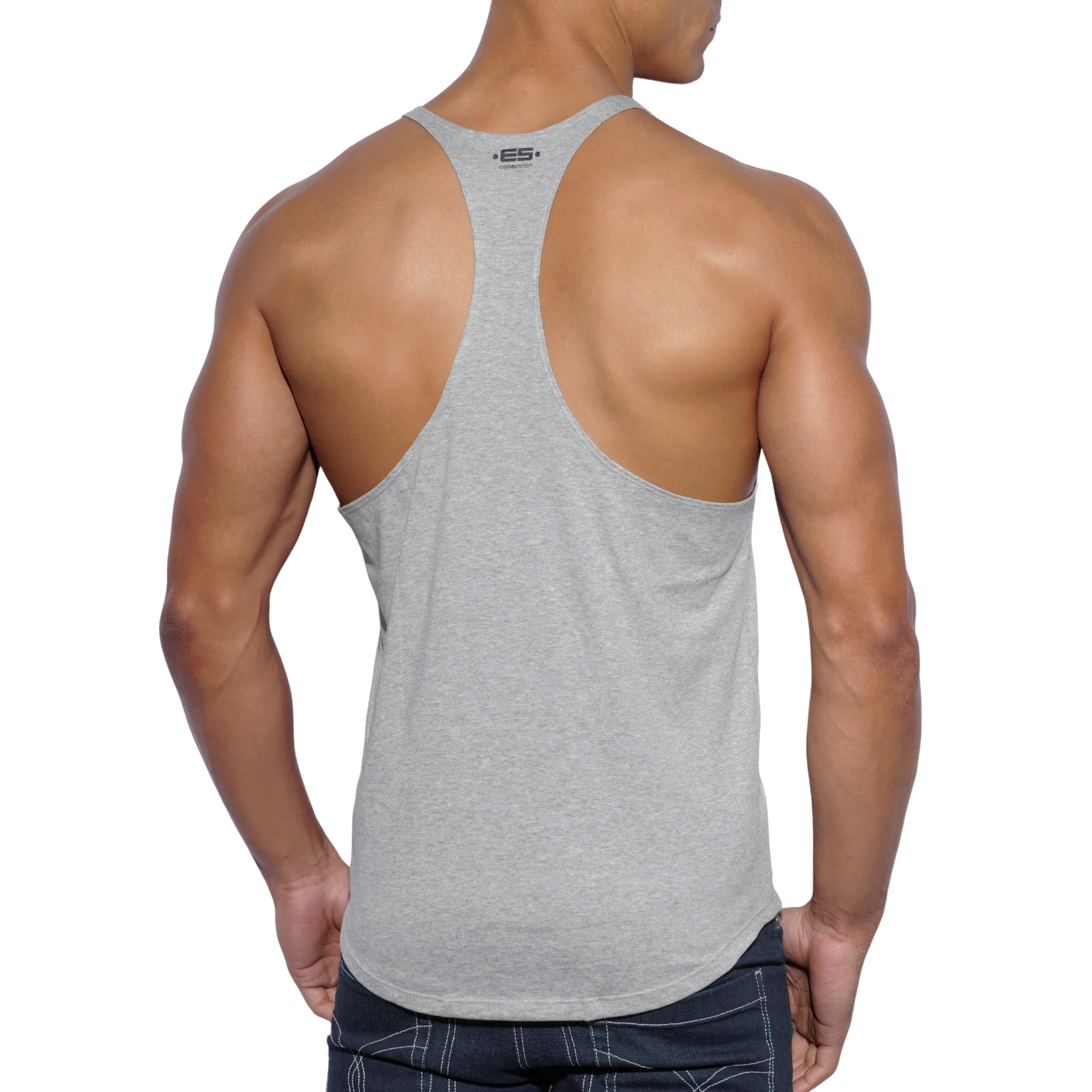ES Collection Fitness Plain Tank Top Heather Grey TS160 - Image 3