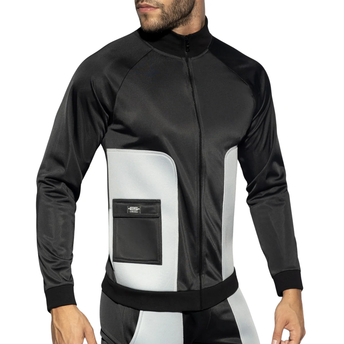 ES Collection Foam Patches Sports Sweatshirt Black SP268