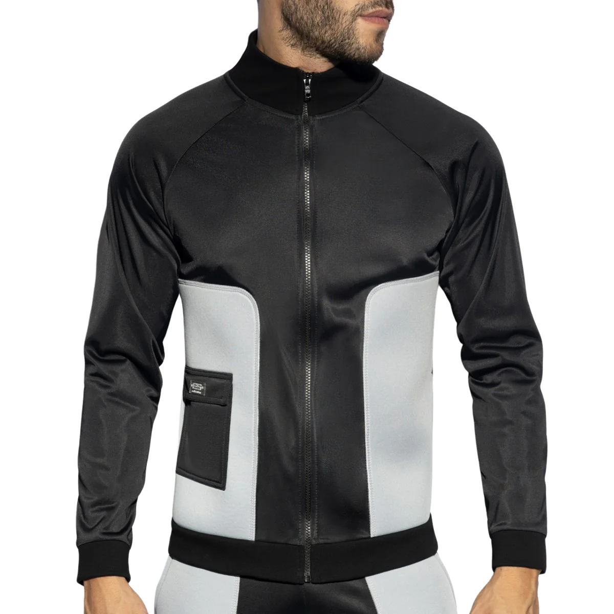 ES Collection Foam Patches Sports Sweatshirt Black SP268 - Image 2