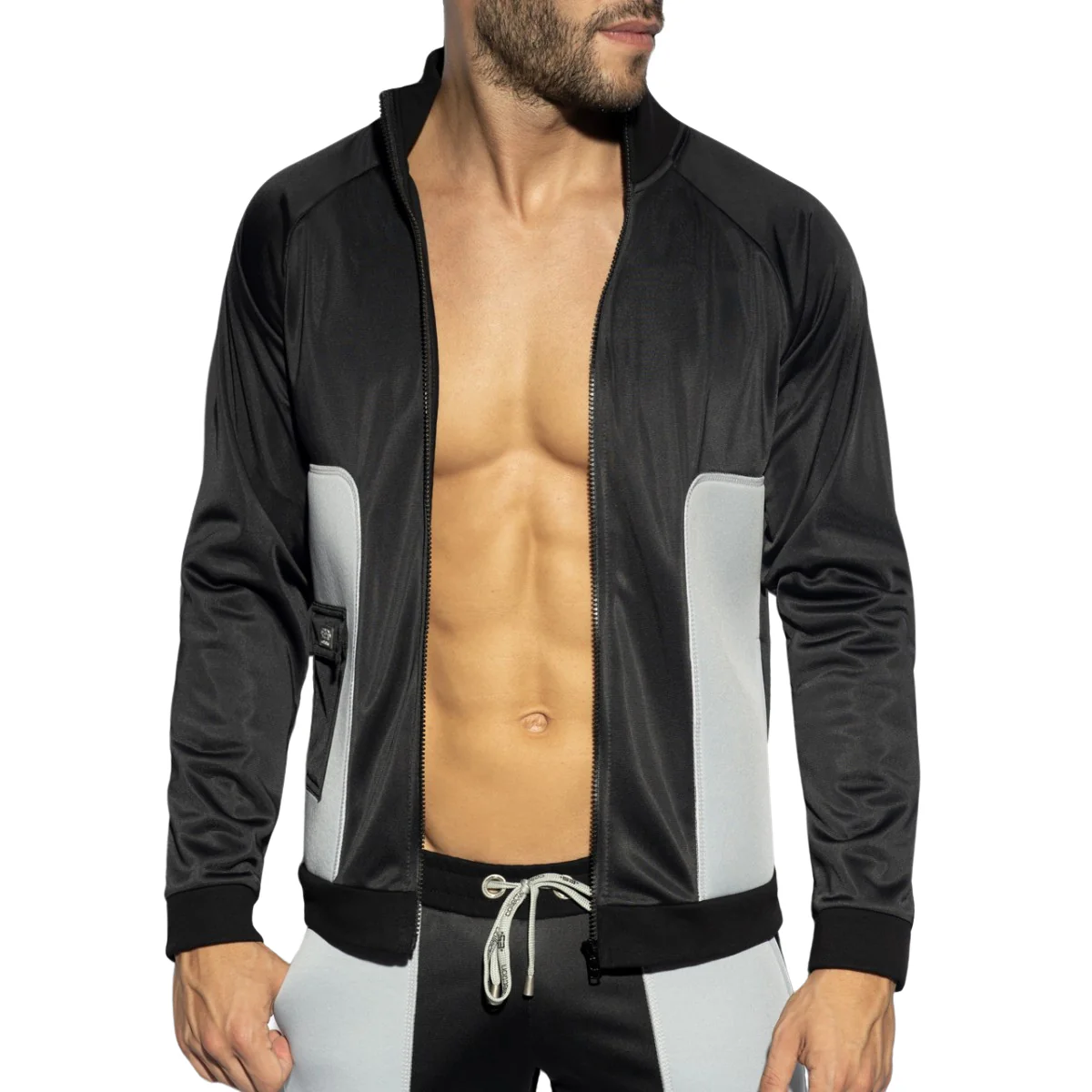ES Collection Foam Patches Sports Sweatshirt Black SP268 - Image 4