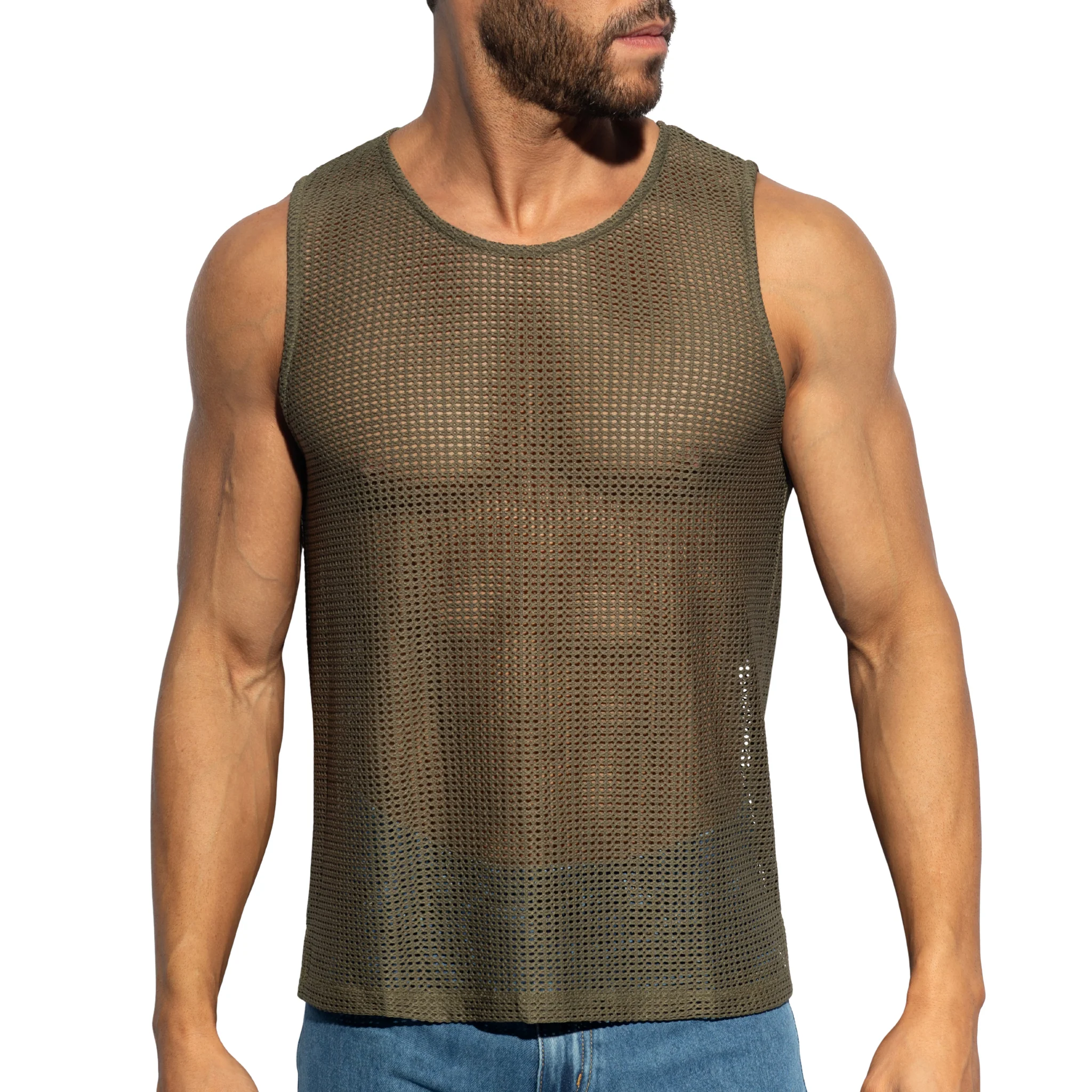 ES Collection Formentera Retro Tank Top Khaki TS337 - Image 2