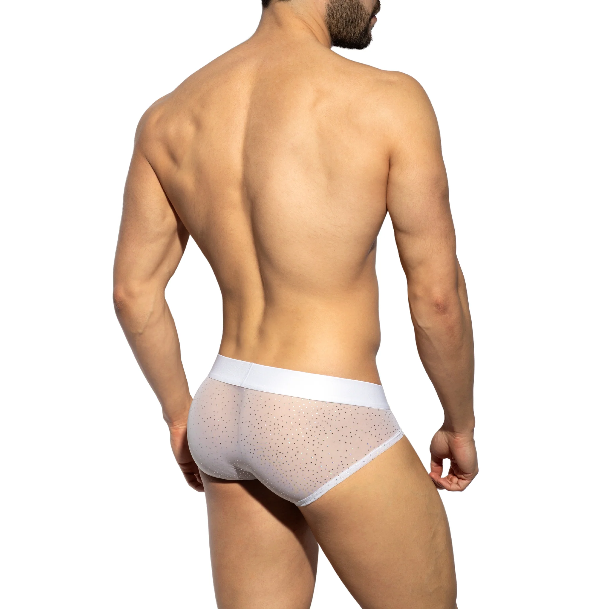 ES Collection Glitter Net Brief White UN583 - Image 3