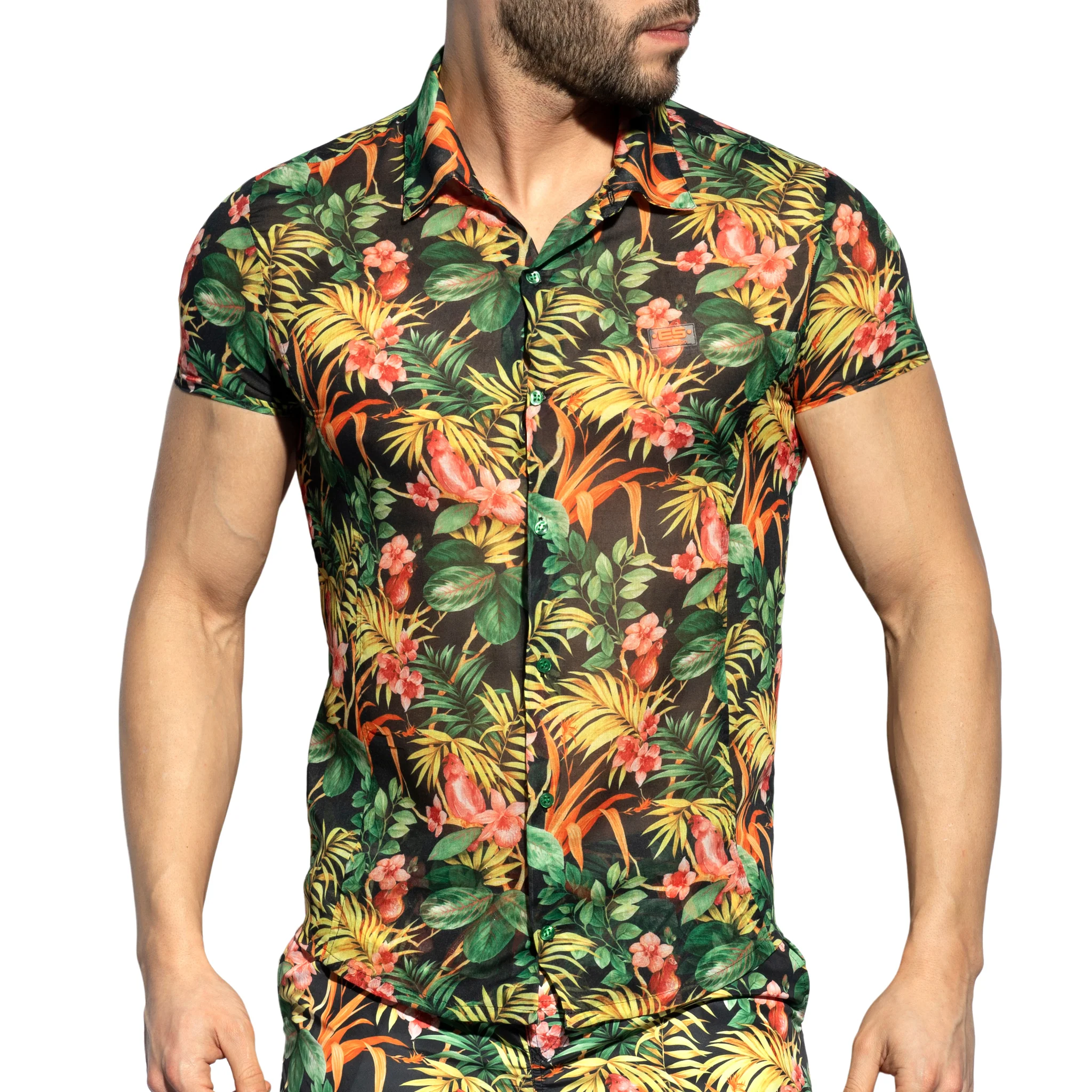ES Collection Hawaiian Shirt Black SHT025 - Image 2
