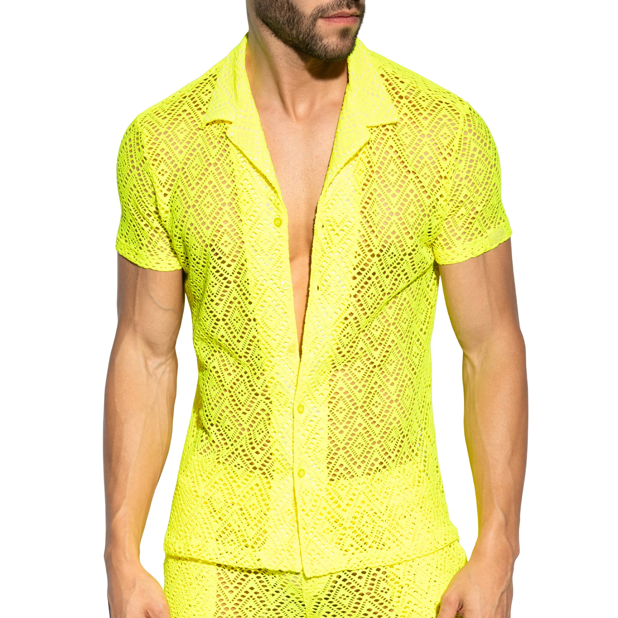 ES Collection Ibiza Retro Shirt Neon Yellow SHT027 - Image 2