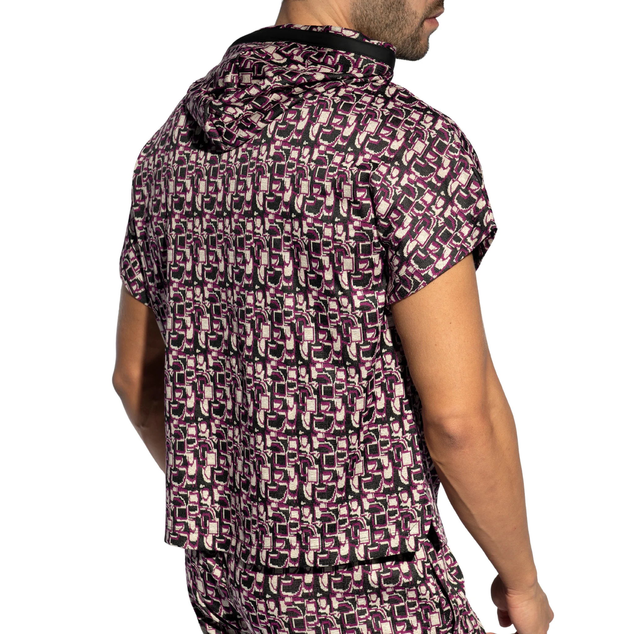 ES Collection Maze Relaxed Sleeveless Hoodie Violet SP334 - Image 3