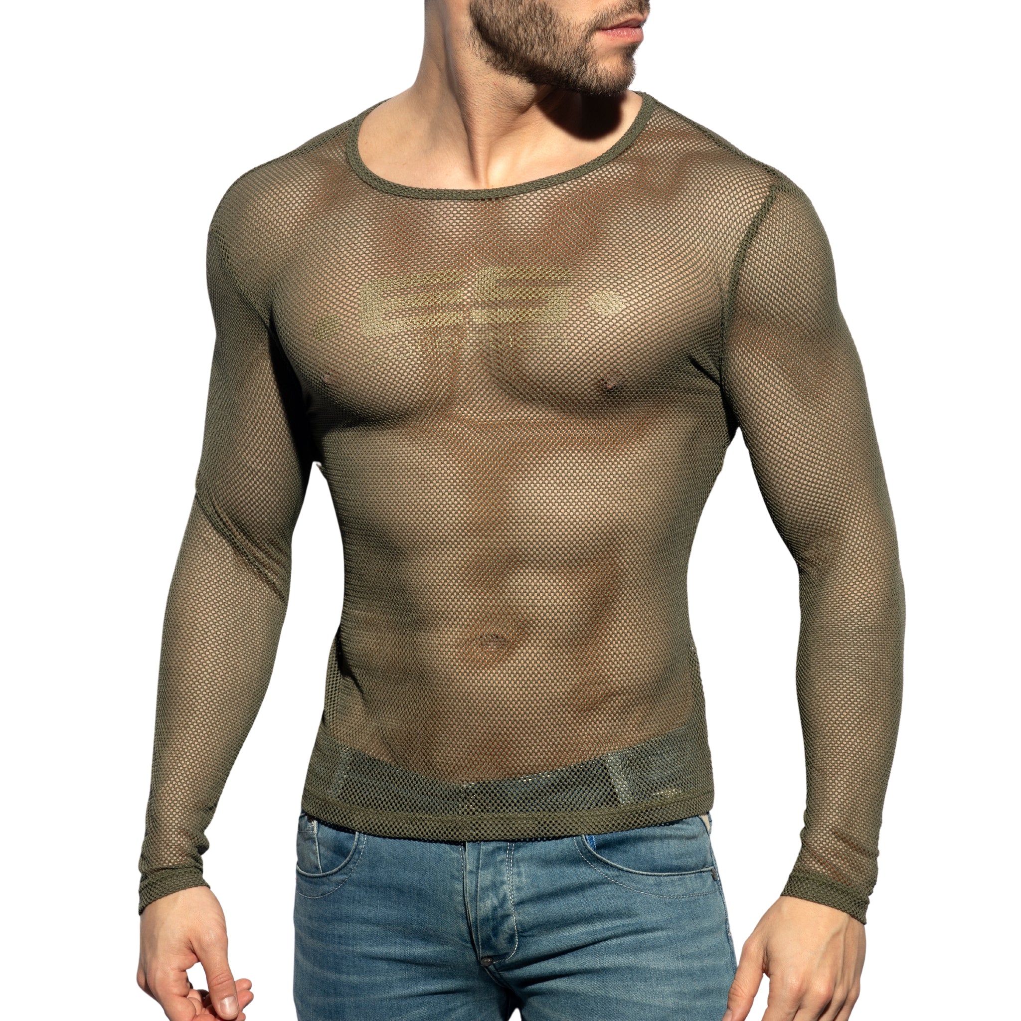 ES Collection Mesh-Long Sleeves T-Shirt Khaki TS304 - Image 2