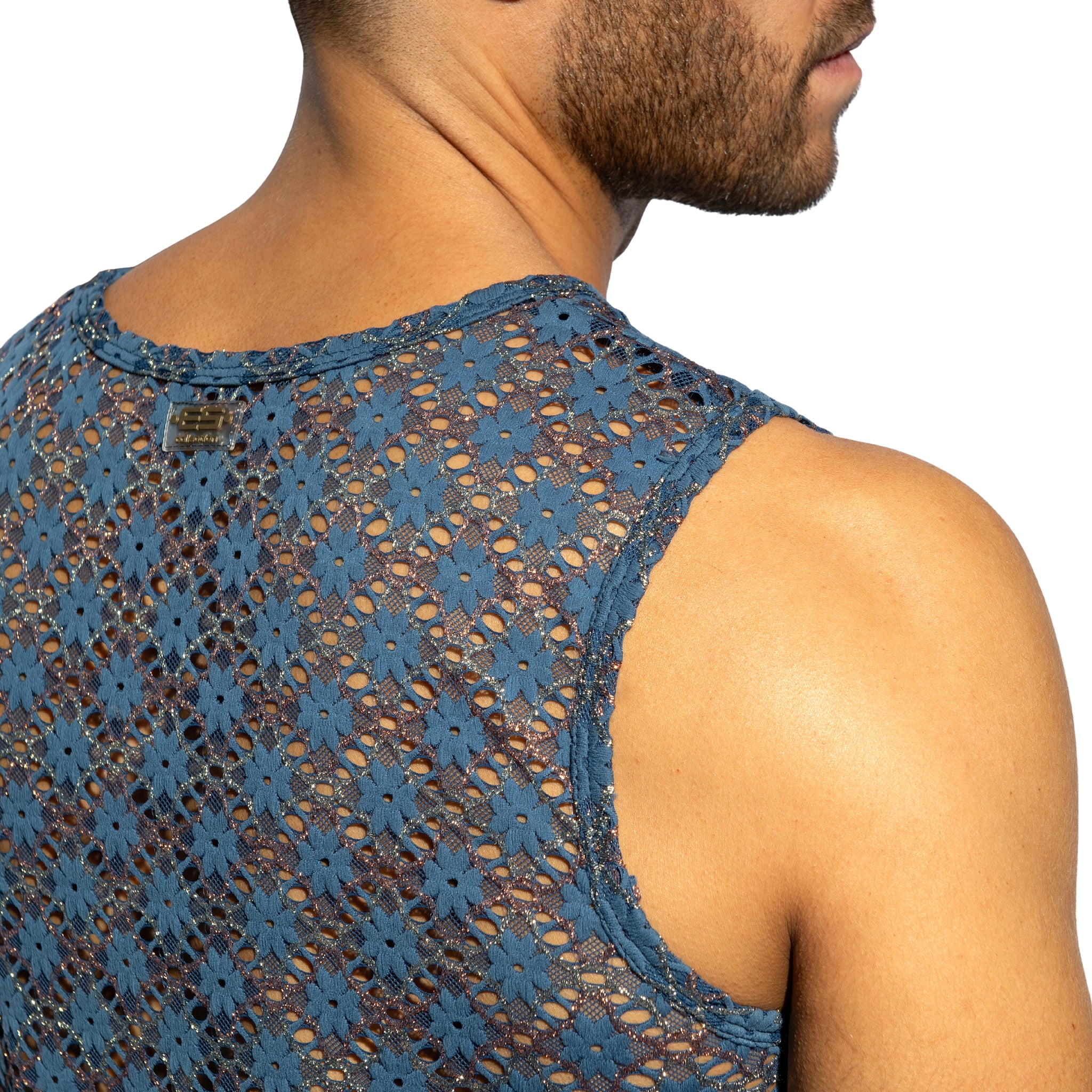 ES Collection Metallic Bloom Tank Top Cobalt TS361 - Image 4