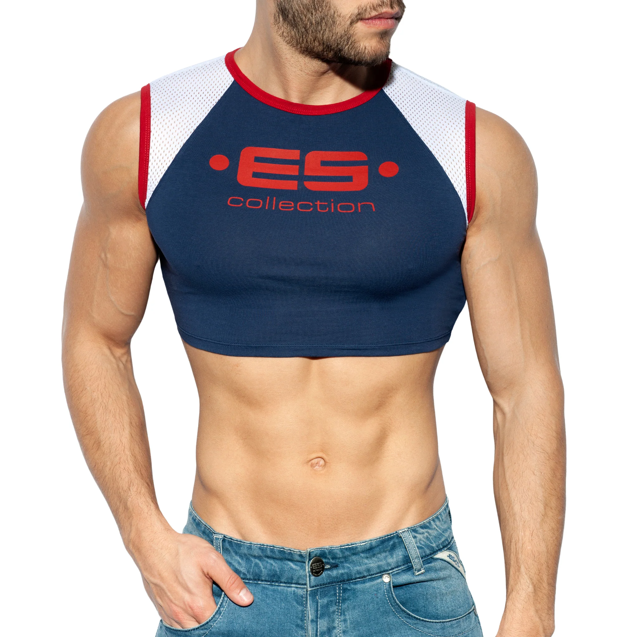 ES Collection Muscle Crop Top Navy TS267 - Image 2