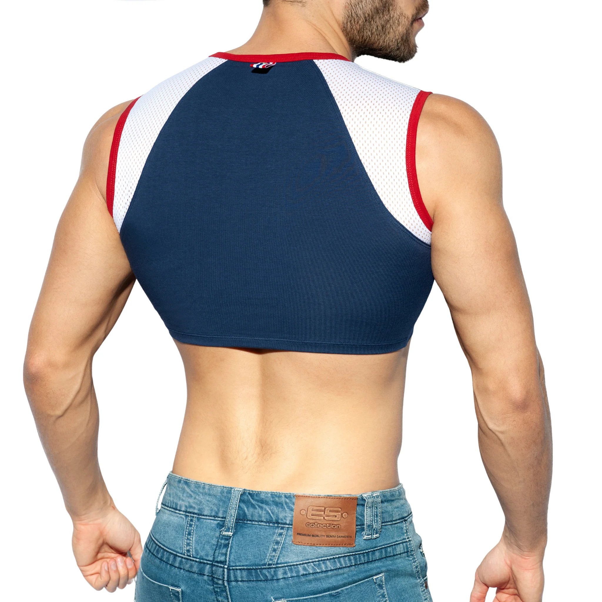ES Collection Muscle Crop Top Navy TS267 - Image 3