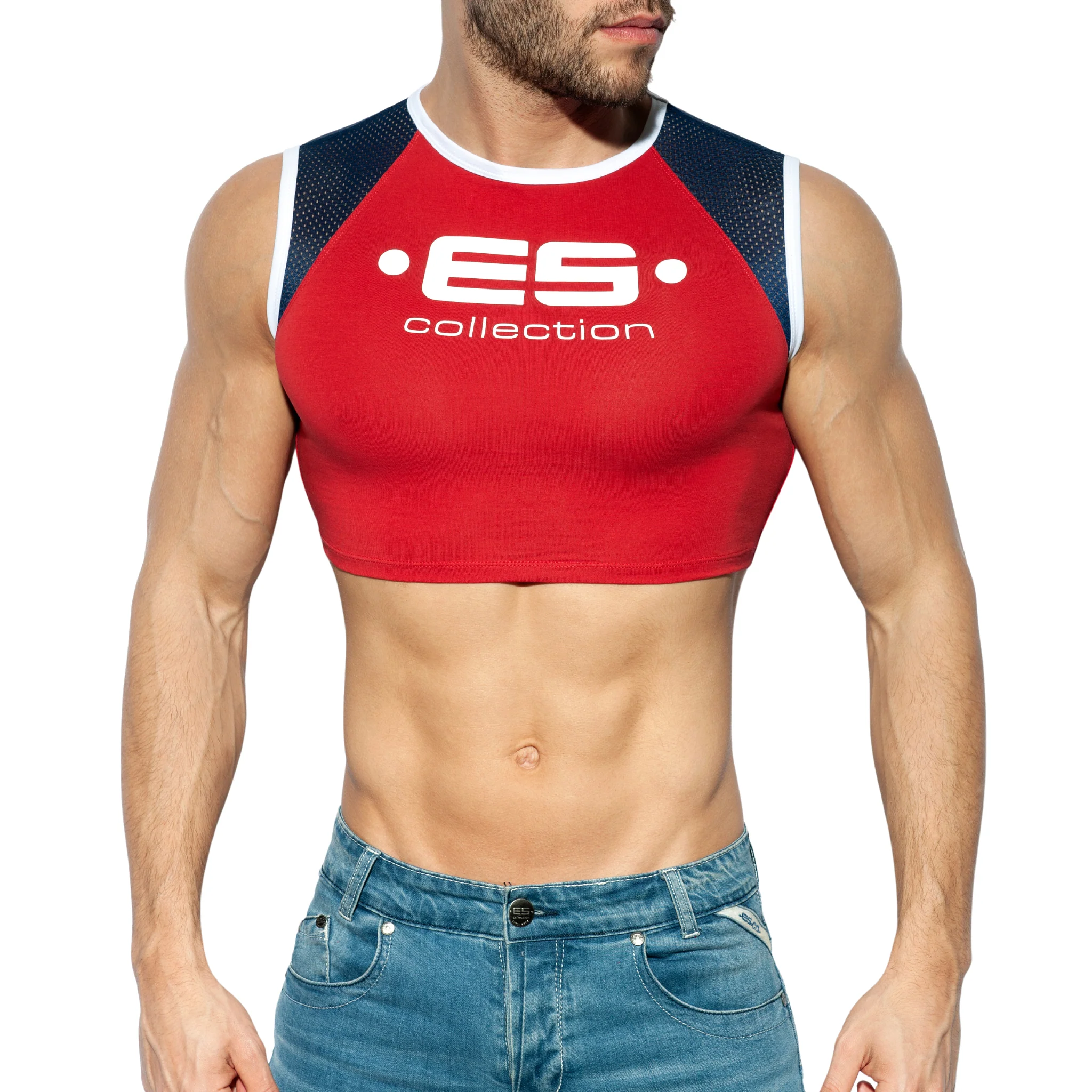 ES Collection Muscle Crop Top Red TS267 - Image 2