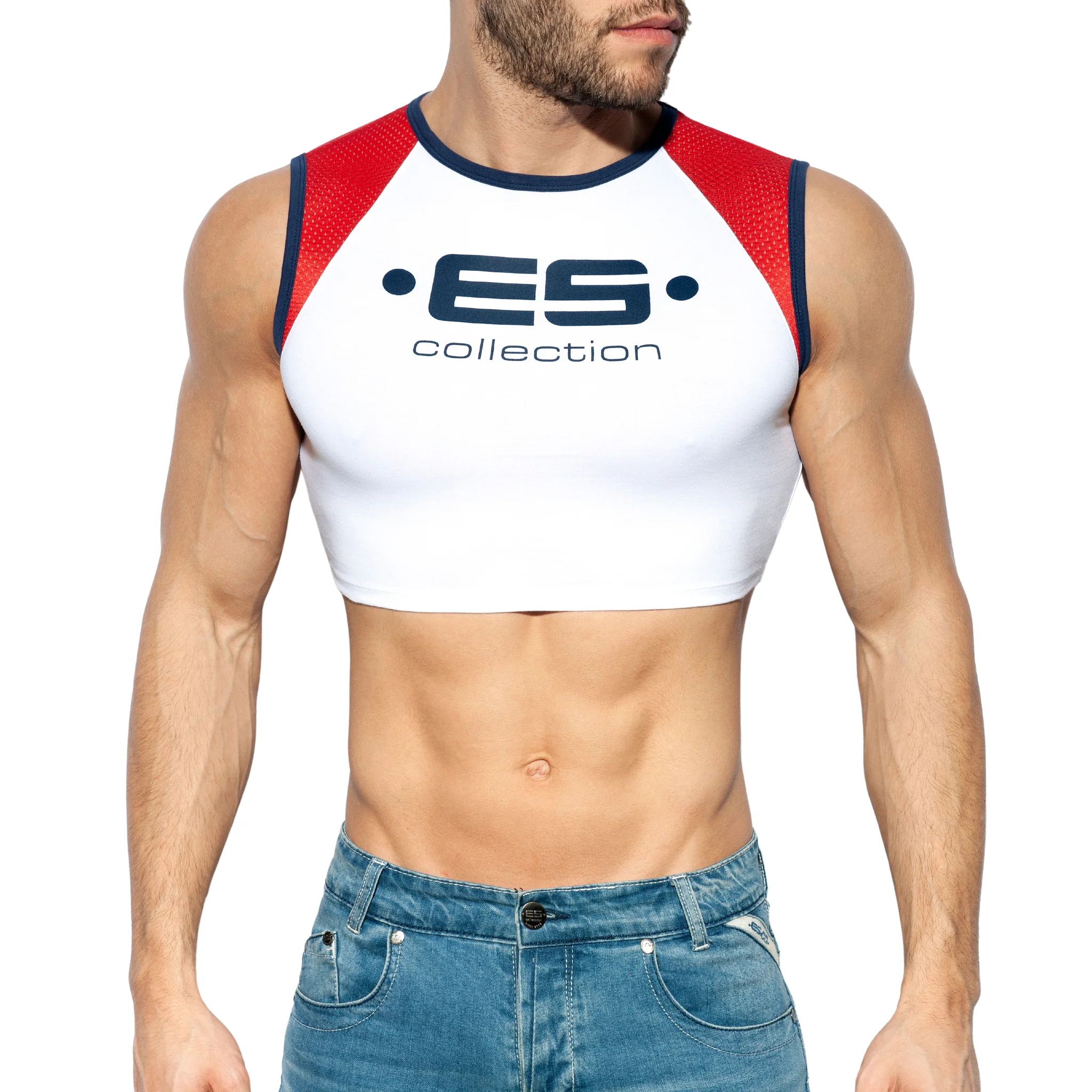 ES Collection Muscle Crop Top White TS267 - Image 2