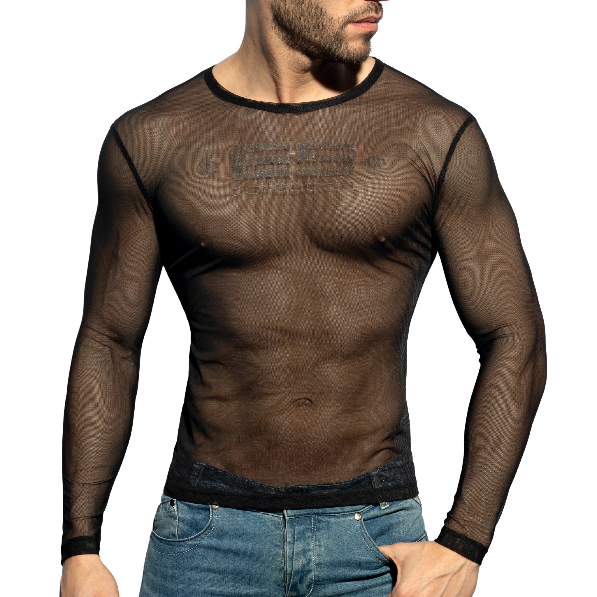 ES Collection Net Long Sleeves T-Shirt Black TS303 - Image 2