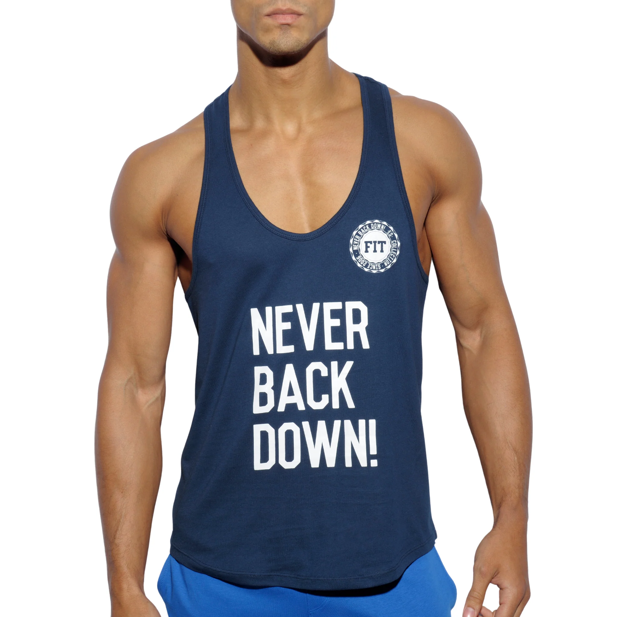 ES Collection Fit Never Back Down Tank Top Navy TS169 - Image 2