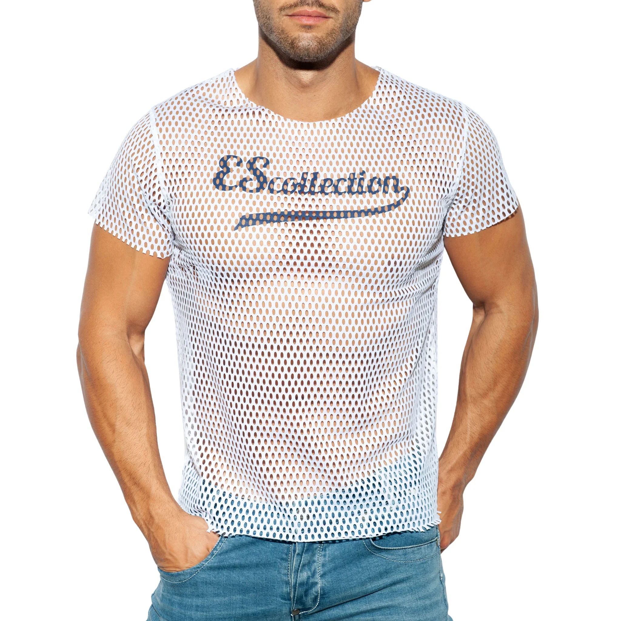 ES Collection Open Mesh T-Shirt White TS254 - Image 2