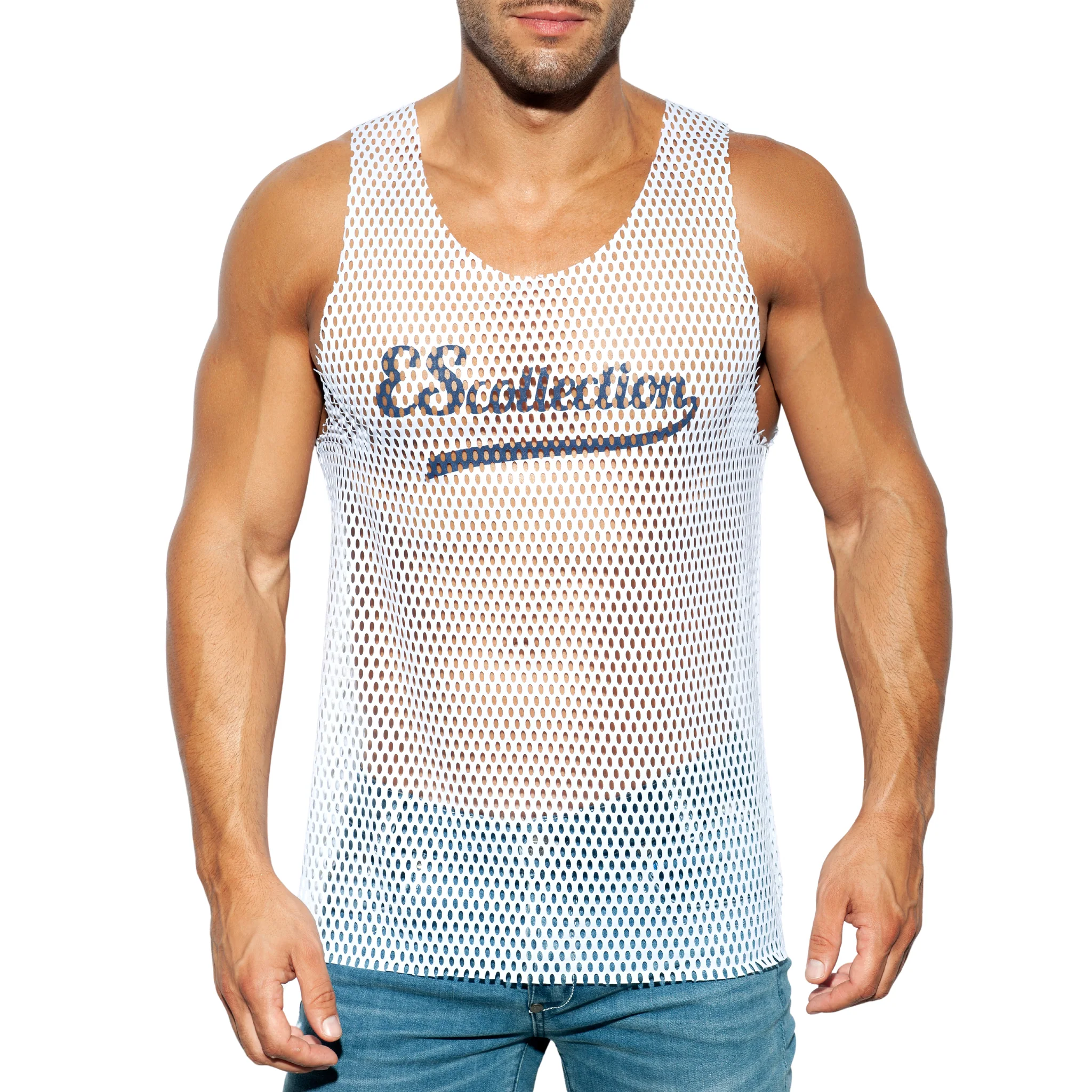 ES Collection Open Mesh Tank Top White TS255 - Image 2