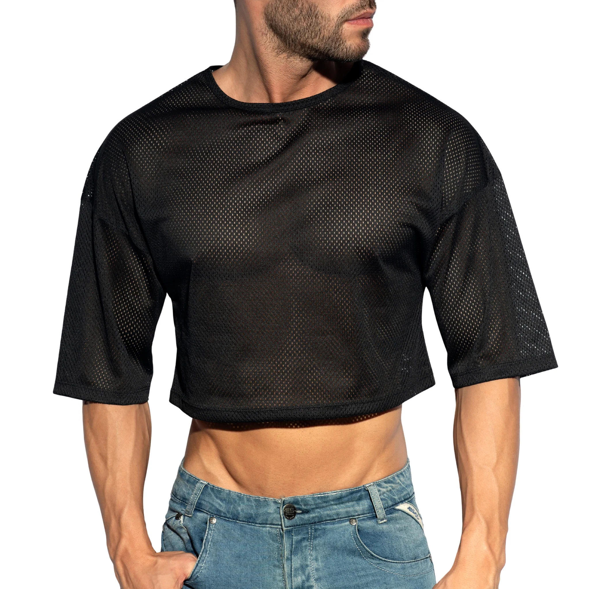 ES Collection Oversize Crop Top Black TS311 - Image 2
