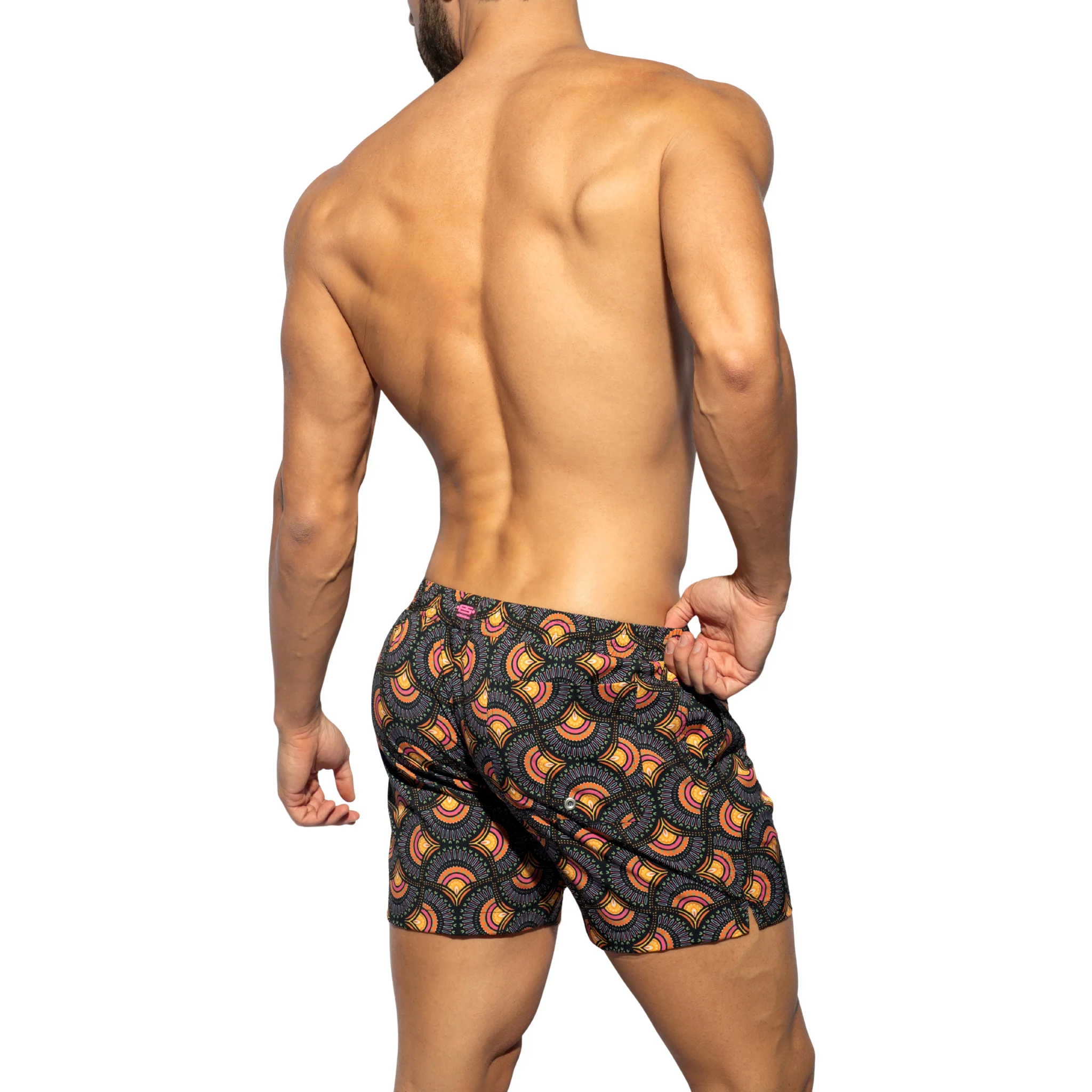 ES Collection Peacock Print Swim Shorts Black 2606 - Image 3
