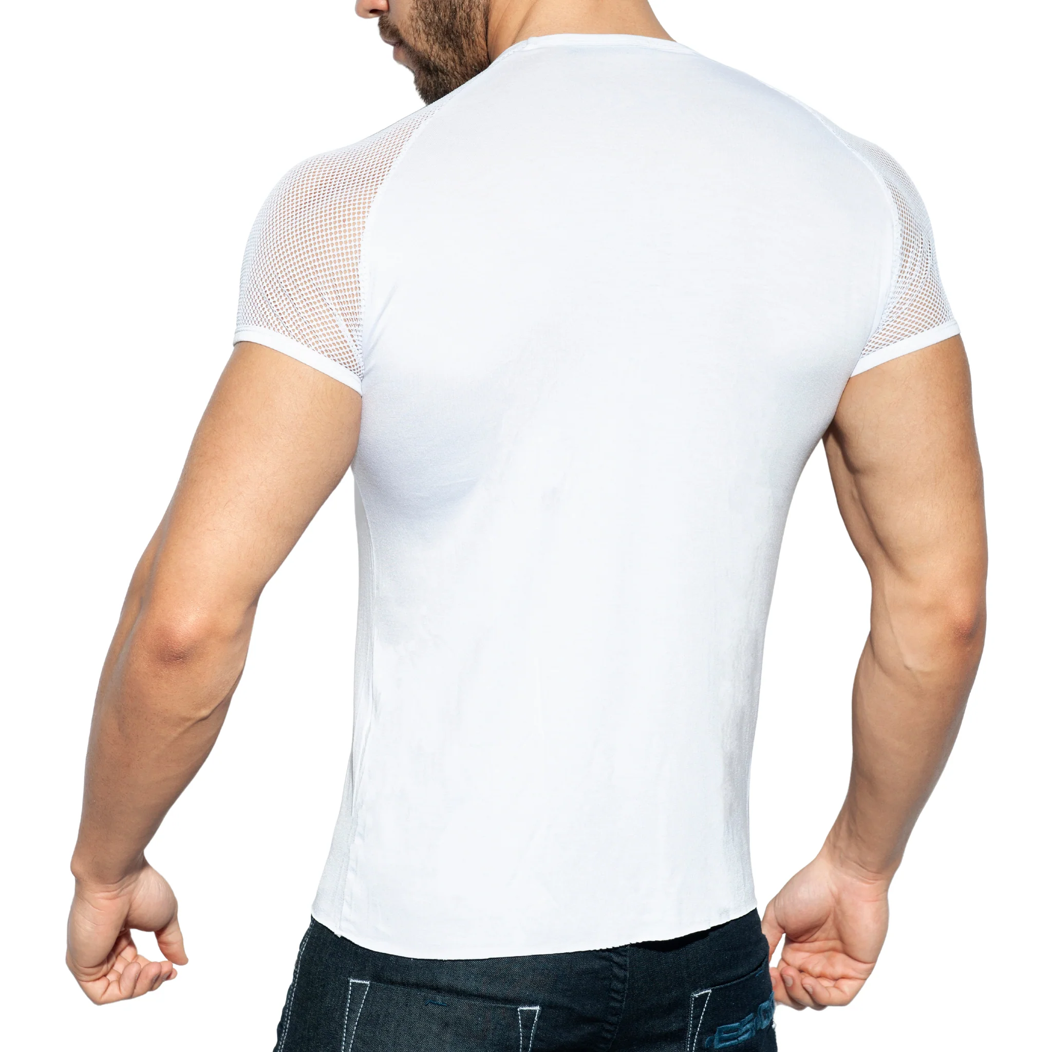 ES Collection Ranglan Mesh T-Shirt White TS264 - Image 3