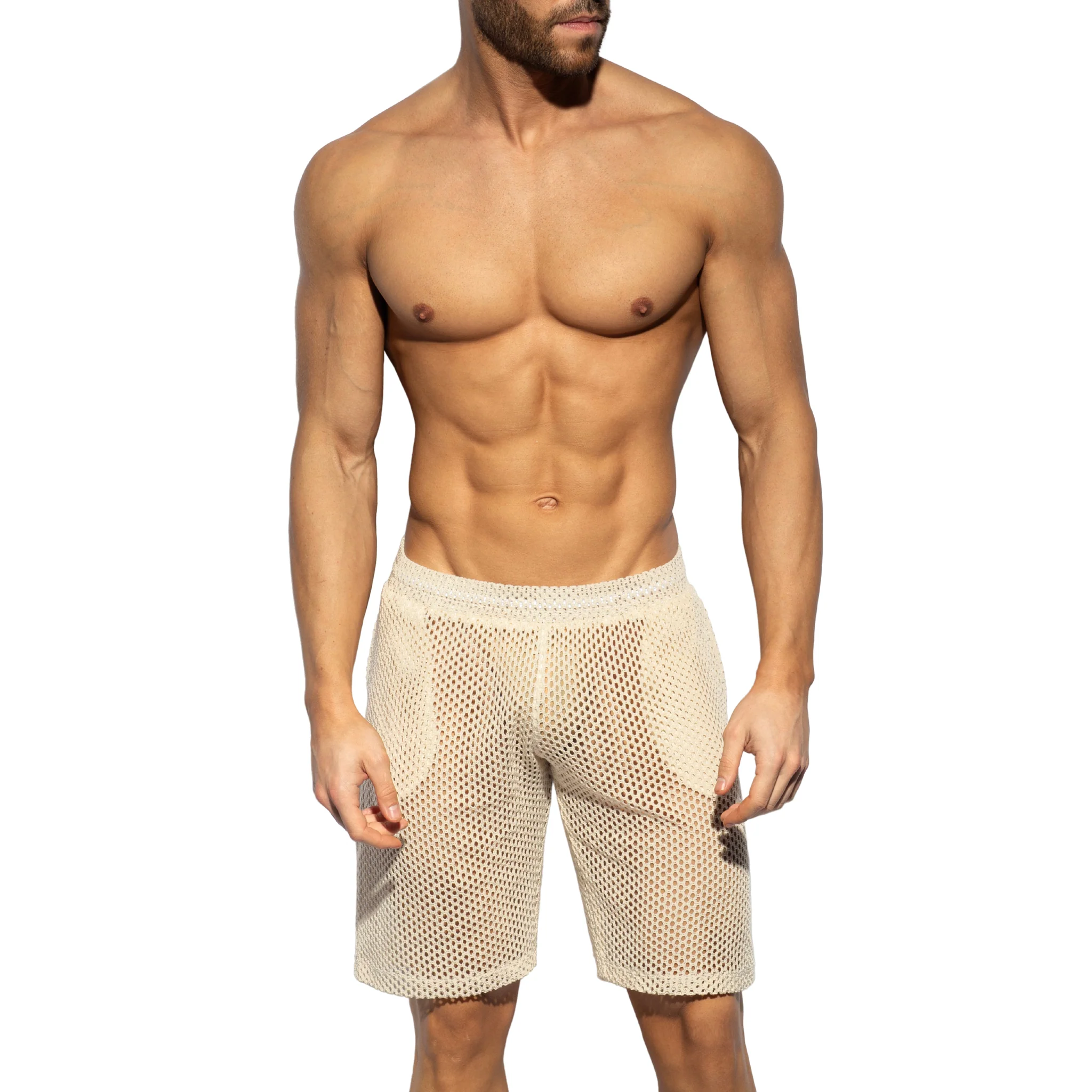 ES Collection Raw Crochet Bermudas Beige SP348 - Image 2