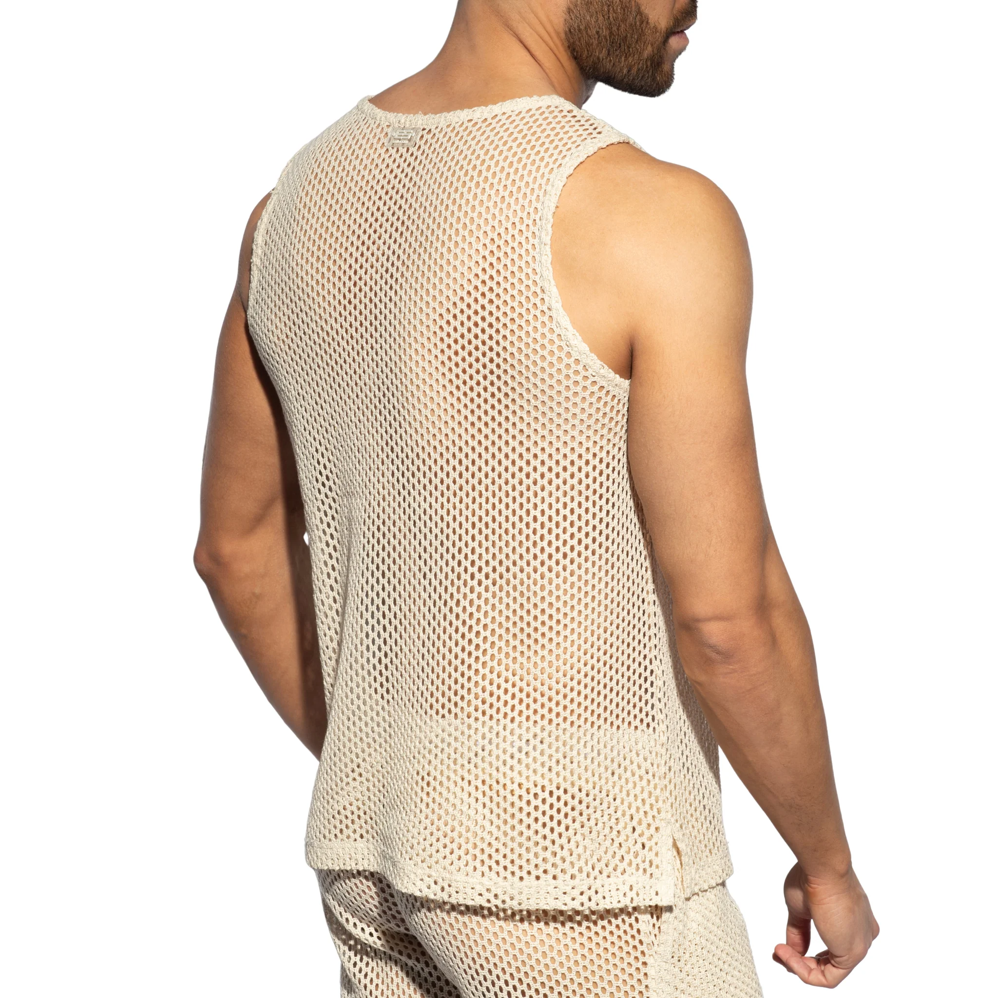 ES Collection Raw Crochet Tank Top Beige TS352 - Image 3