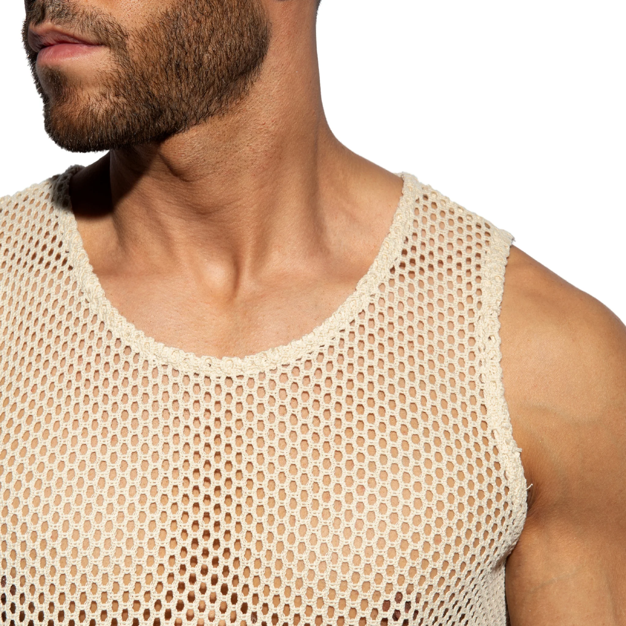 ES Collection Raw Crochet Tank Top Beige TS352 - Image 4