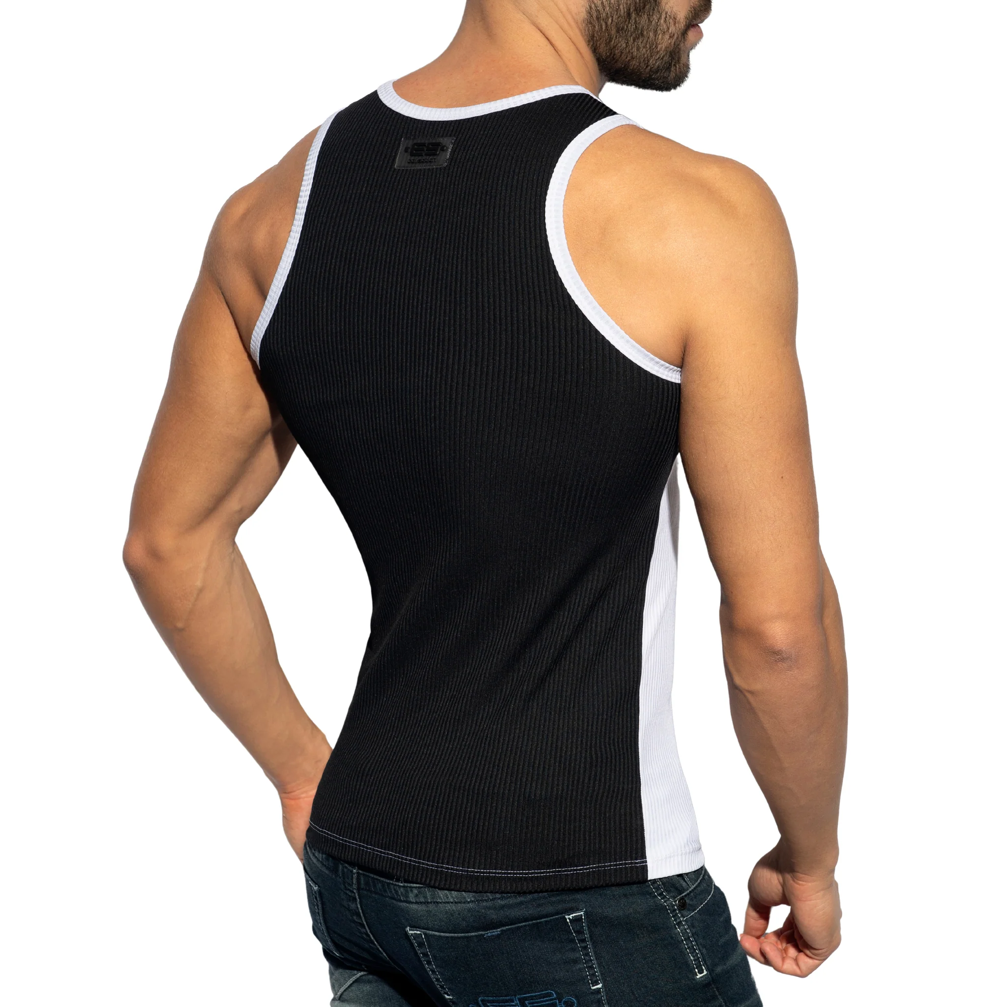 ES Collection Recycled Rib Bicolor Tank Top White TS323 - Image 3