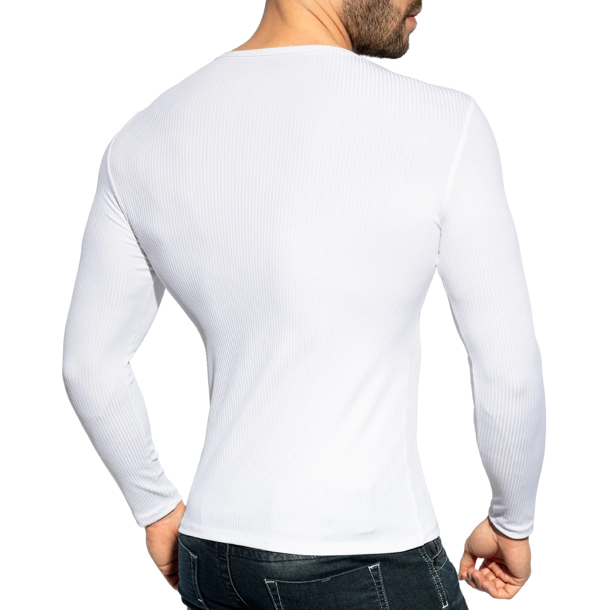 ES Collection Recycled Rib Long Sleeves T-Shirt White TS325 - Image 3