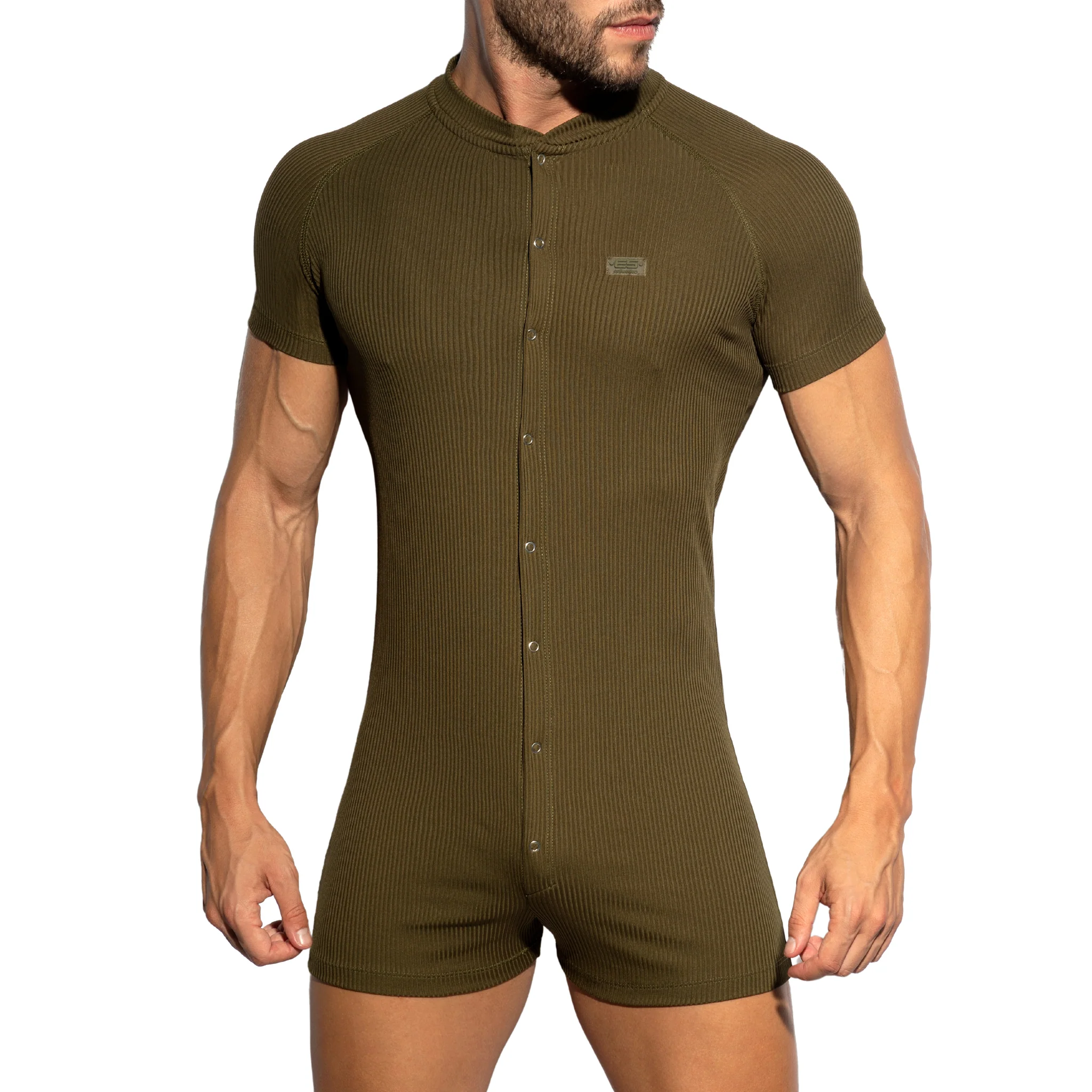ES Collection Recycled Rib Union Suit Khaki UN553 - Image 2