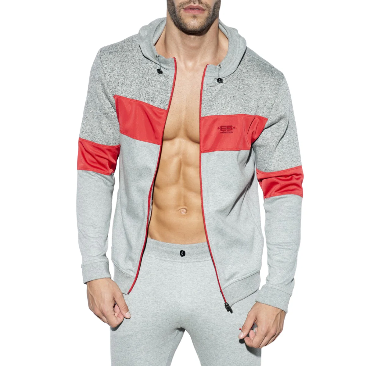ES Collection Rustic Combi Sport Hoodie Heather Grey SP223 - Image 4