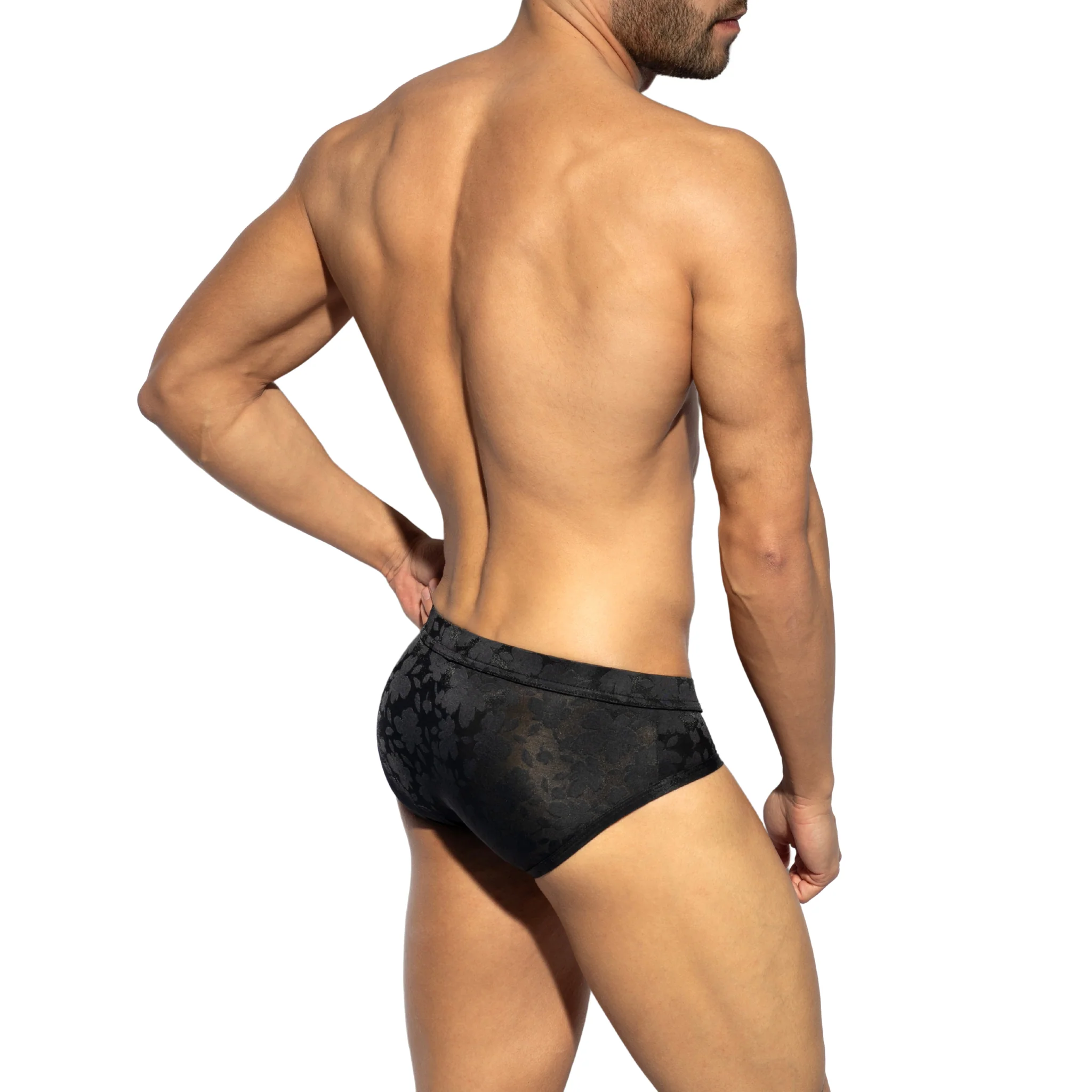 ES Collection See Through Flowers Brief Black UN608 - Image 3
