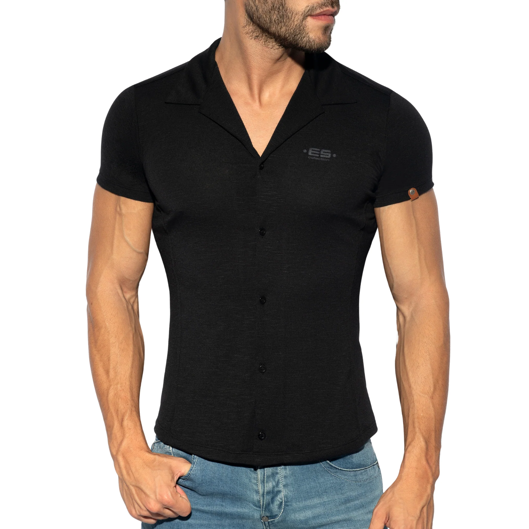ES Collection Slim Fit Shirt Black SHT023 - Image 2