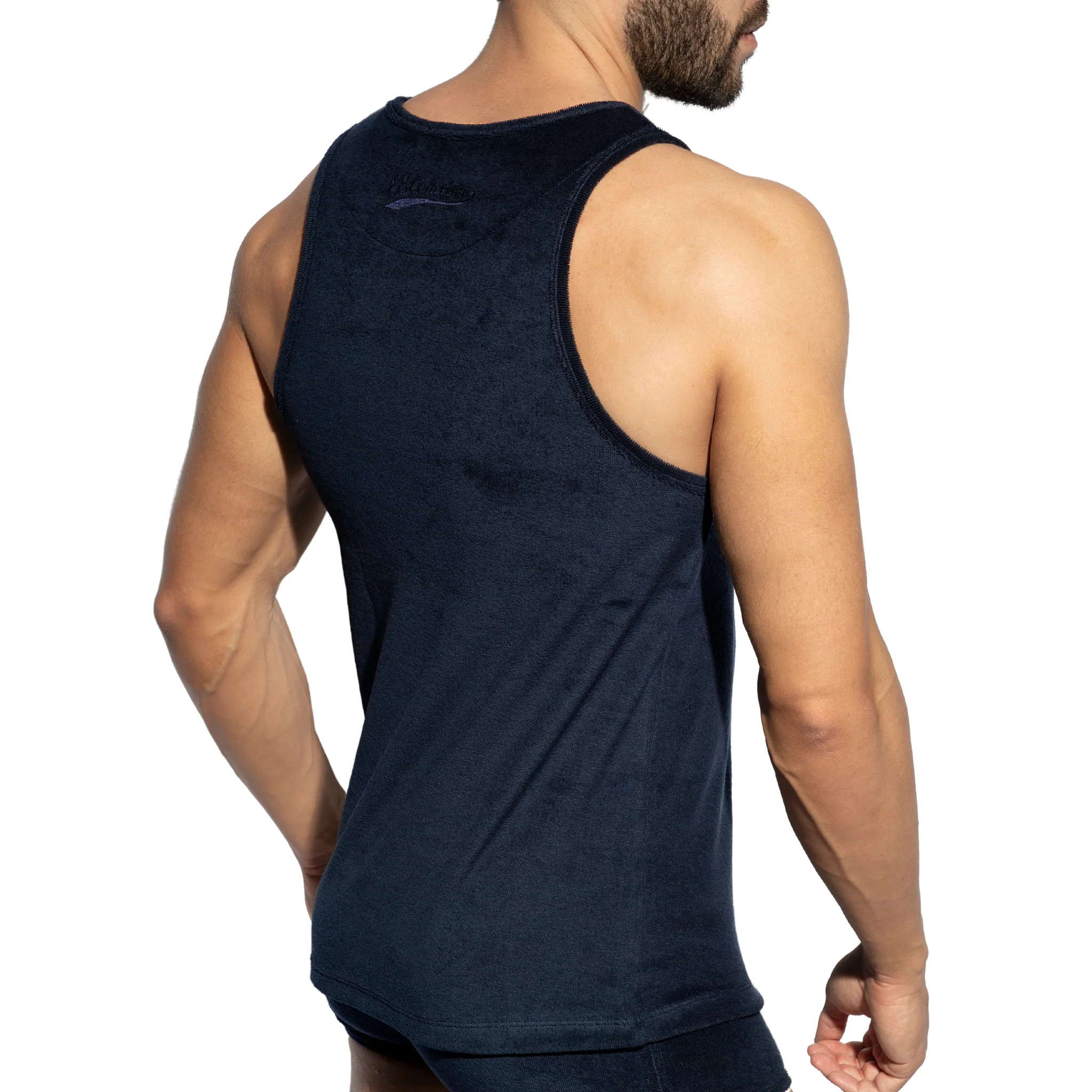 ES Collection Terrycloth Tank Top Navy TS316 - Image 3