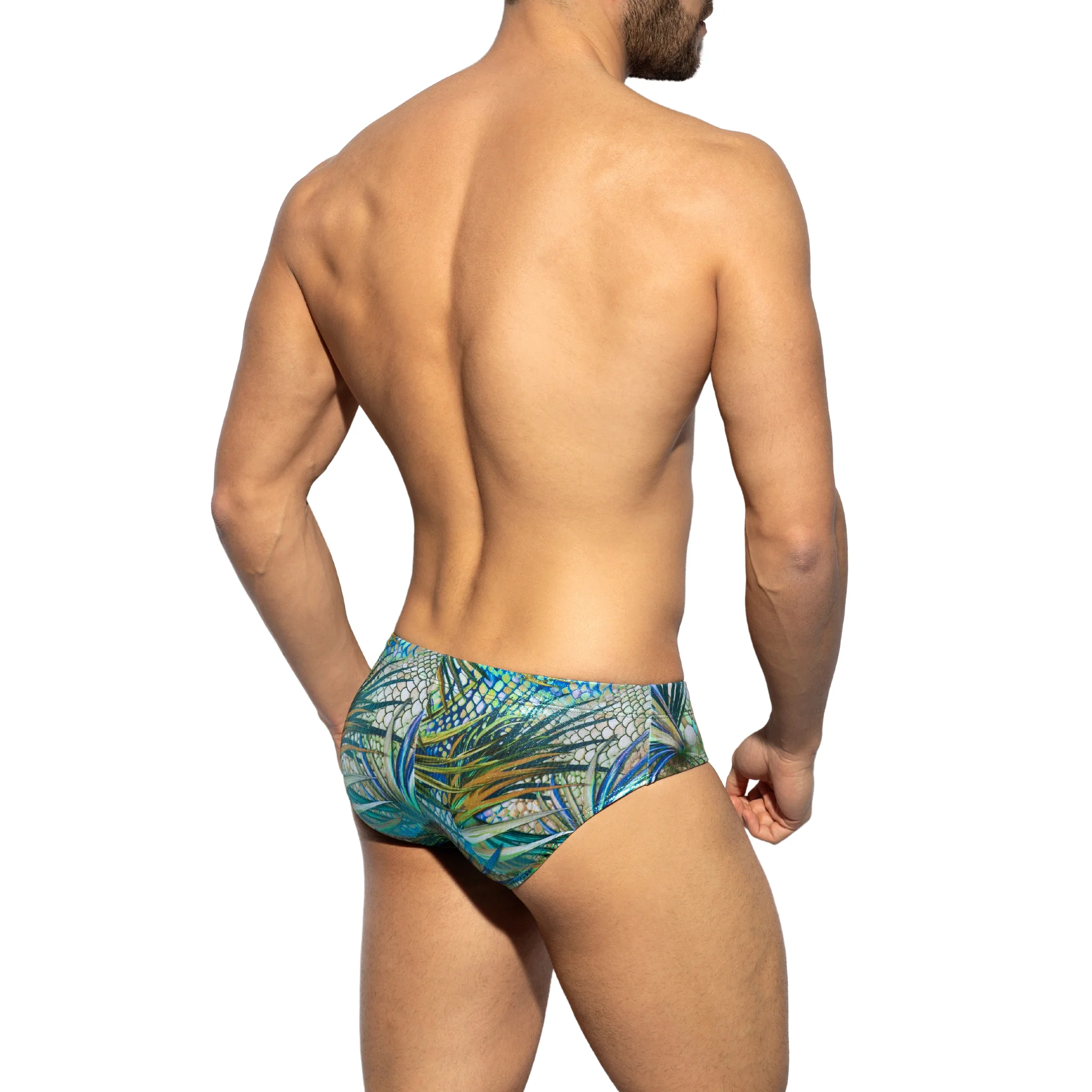 ES Collection Tropical Glitter Swim Brief Khaki 2223 - Image 3