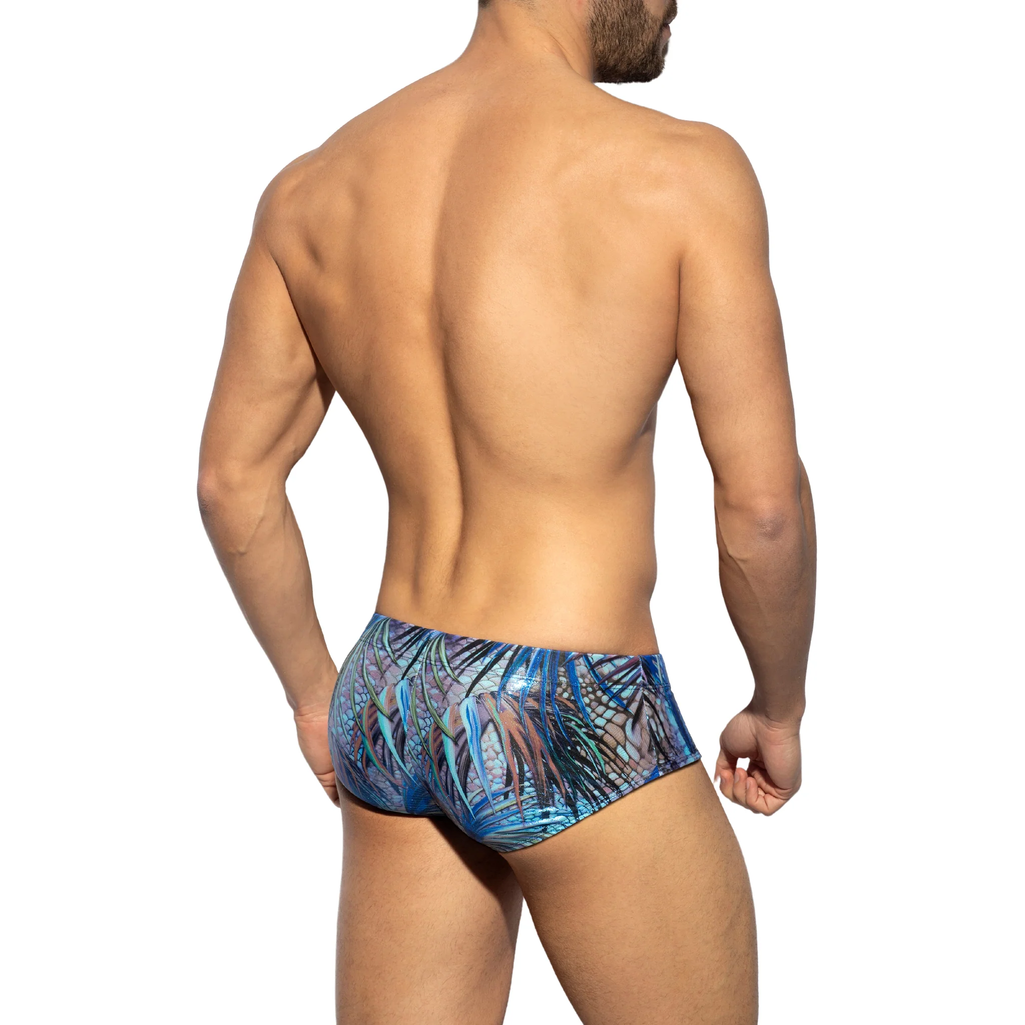 ES Collection Tropical Glitter Swim Trunk Navy 2231 - Image 3