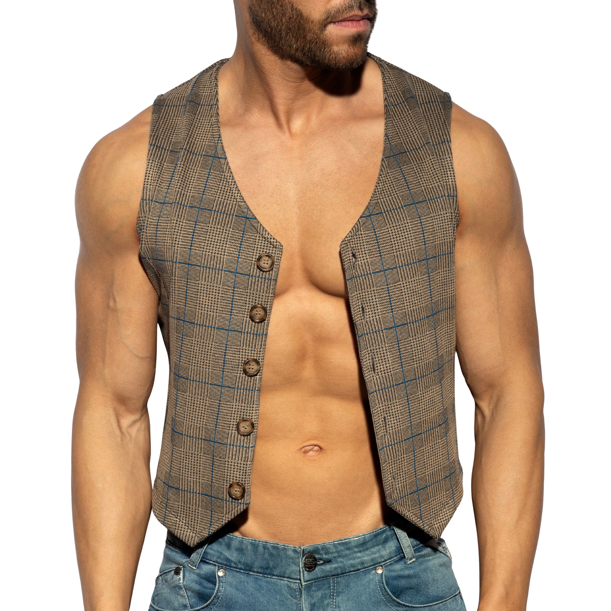 ES Collection Tweed Vest Brown SP340 - Image 2
