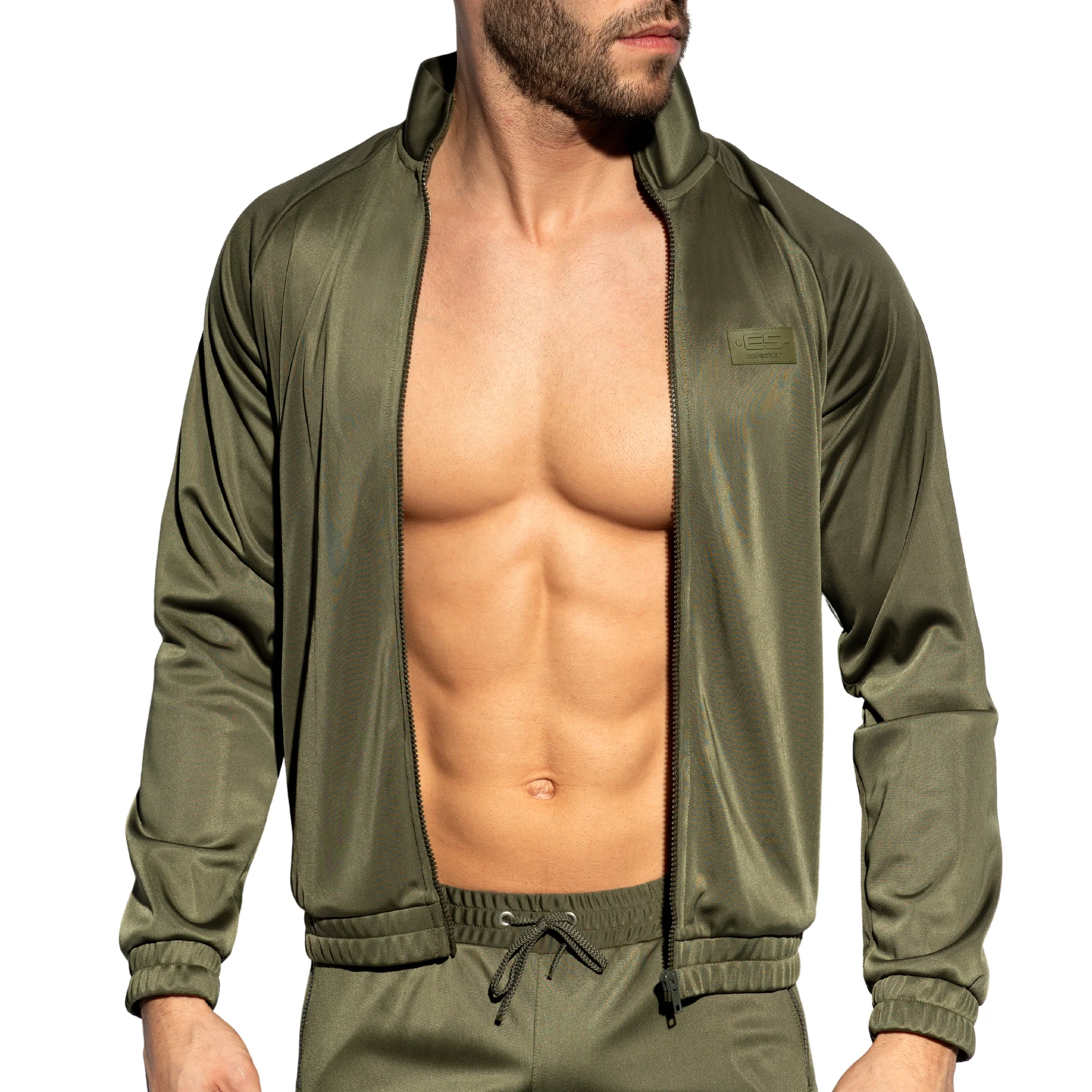ES Collection Zip Pockets Plain Sweatshirt Khaki SP316 - Image 4