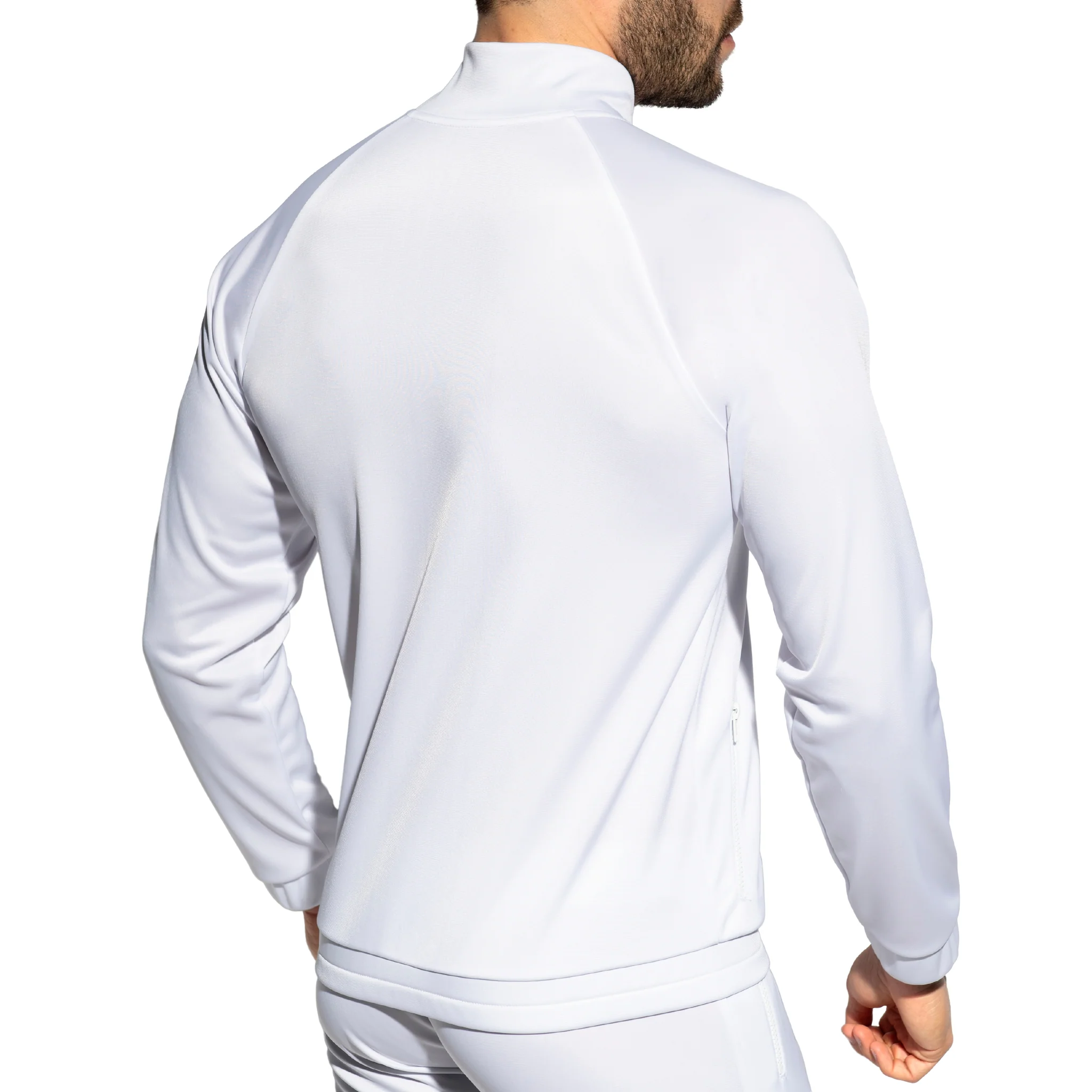 ES Collection Zip Pockets Plain Sweatshirt White SP316 - Image 3
